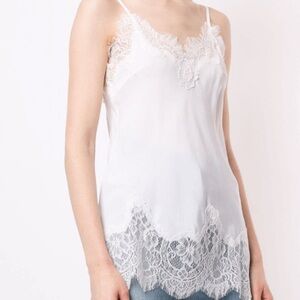 Gold hawk coco lace trim silk cami dove tank top size s
